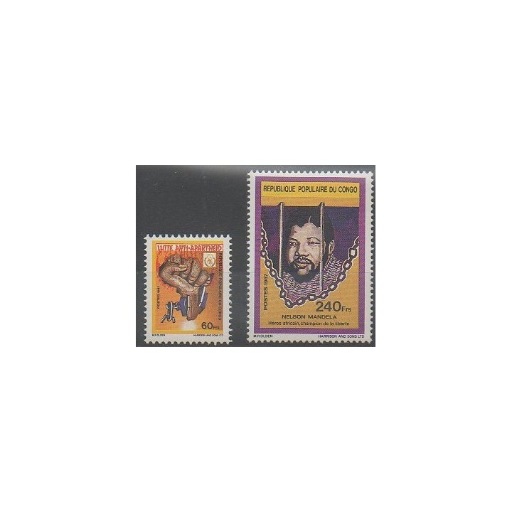 Timbres - Congo (République du) - 1987 - No 809/810 - Célébrités