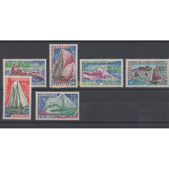 Timbres - Thème bateaux - Polynésie - Poste - 1966 - No 36/41