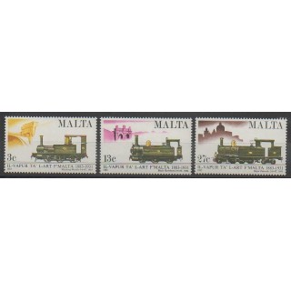 Timbres - Malte - 1983 - No 661/663 - Chemins de fer