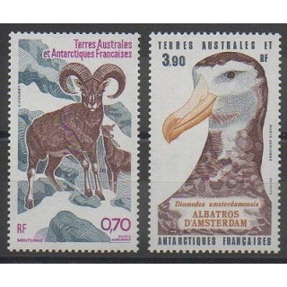 Timbres - TAAF  - Poste aérienne - 1985 - No PA86/PA87 - Oiseaux - Mammifères