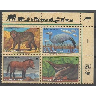 Timbres - Nations Unies (ONU - Vienne) - 1997 - No 242/245 - Espèces menacées - WWF
