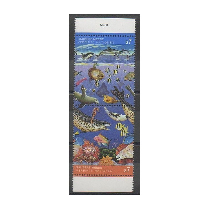 Timbres - Nations Unies (ONU - Vienne) - 1992 - No 139/140 - Environnement - Animaux marins