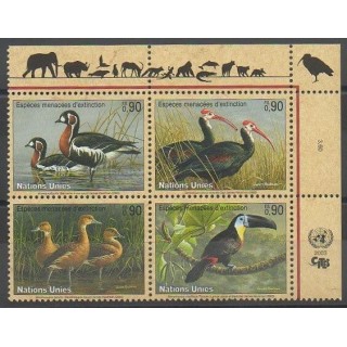 Timbres - Nations Unies (ONU - Genève) - 2003 - No 478/481 - Espèces menacées - WWF - Oiseaux