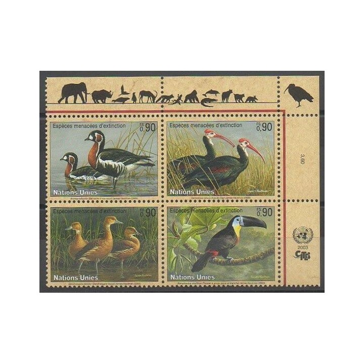Stamps - United Nations (UN - Geneva) - 2003 - Nb 478/481 - Endangered species - WWF - Birds