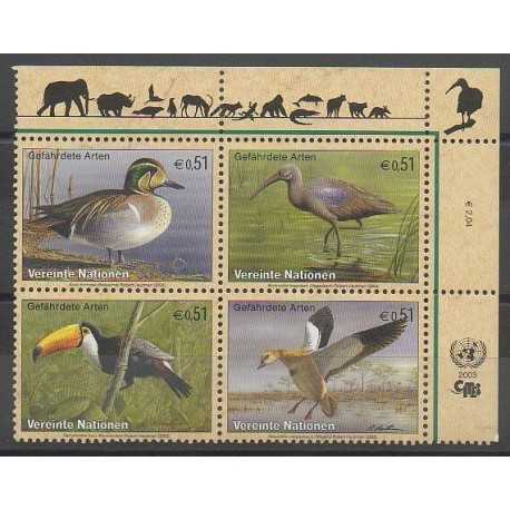 Nations Unies (ONU - Vienne) - 2003 - No 401/404 - Espèces menacées - WWF - Oiseaux
