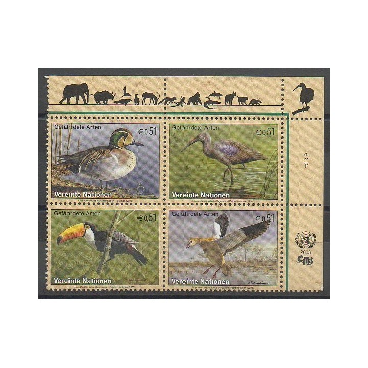 Timbres - Nations Unies (ONU - Vienne) - 2003 - No 401/404 - Espèces menacées - WWF - Oiseaux