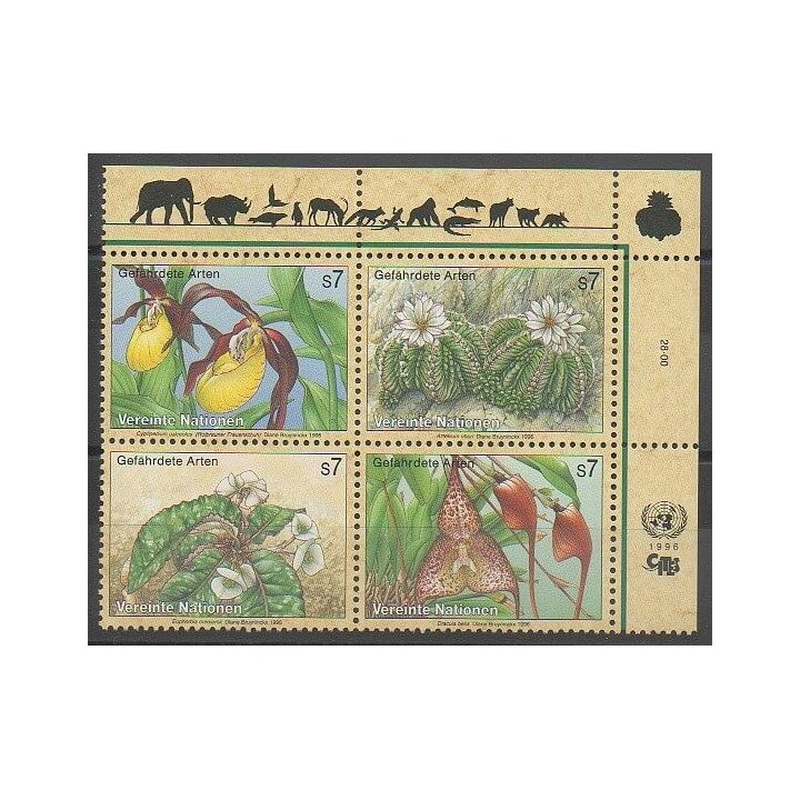 Timbres - Nations Unies (ONU - Vienne) - 1996 - No 225/228 - Environnement - Fleurs
