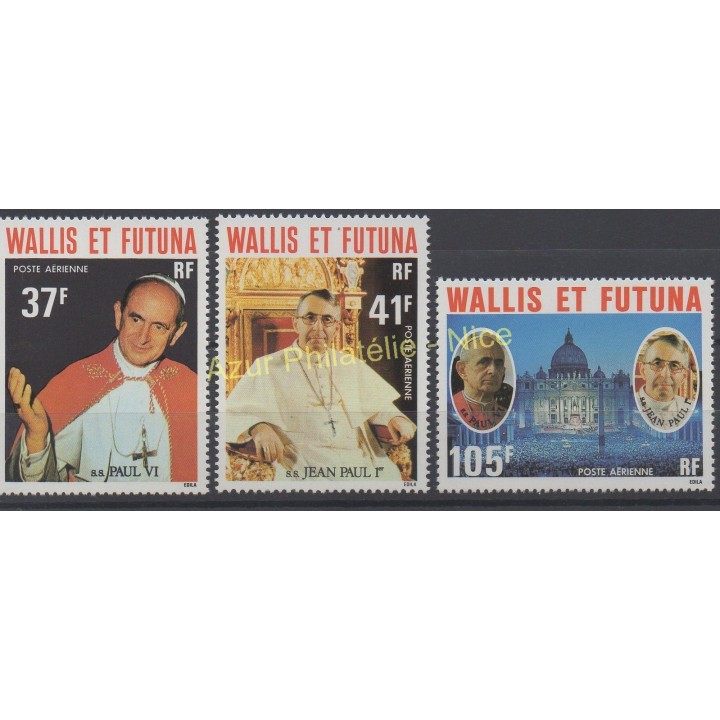 Timbres - Thème papauté - Wallis et Futuna - Poste aérienne - 1979 - No PA 86/ PA 88