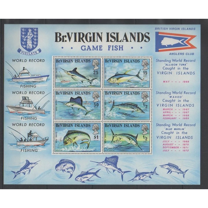 Timbres - Vierges (Iles) - 1972 - No BF1 - Animaux marins