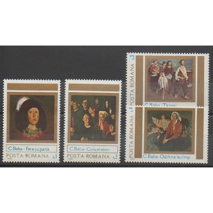 Stamps - Romania - 1983 - Nb 3475/3478 - Paintings