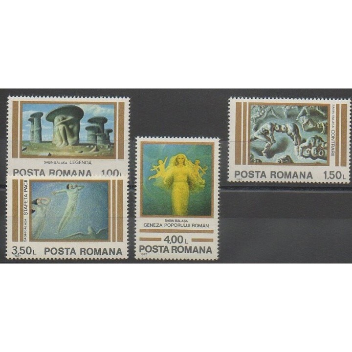 Timbres - Roumanie - 1982 - No 3400/3403 - Peinture