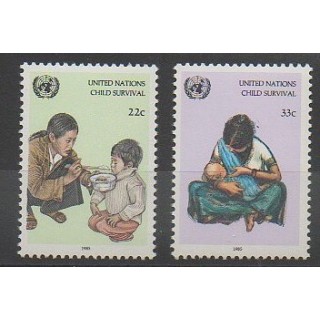 Timbres - Nations Unies (ONU - New-York) - 1985 - No 456/457 - Santé ou Croix-Rouge