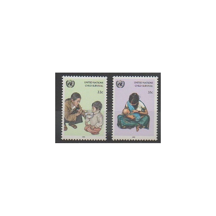 Timbres - Nations Unies (ONU - New-York) - 1985 - No 456/457 - Santé ou Croix-Rouge