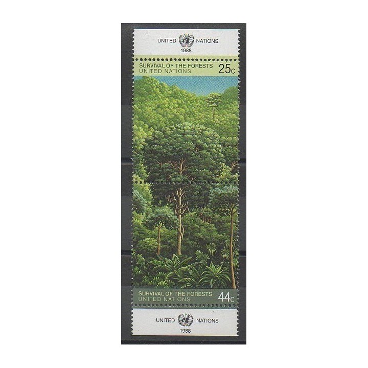 Timbres - Nations Unies (ONU - New-York) - 1988 - No 515/516 - Environnement - Arbres