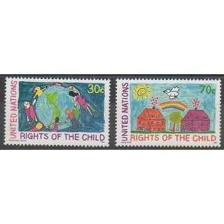 Stamps - United Nations (UN - New York) - 1991 - Nb 591/592 - Childhood - Children's drawings