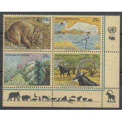 Nations Unies (ONU - New-York) - 1993 - No 628/631 - Espèces menacées - WWF - Animaux