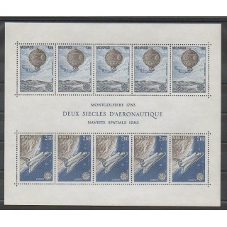 Timbres - Monaco - Blocs et feuillets - 1983 - No BF25 - Ballons - Dirigeables - Espace