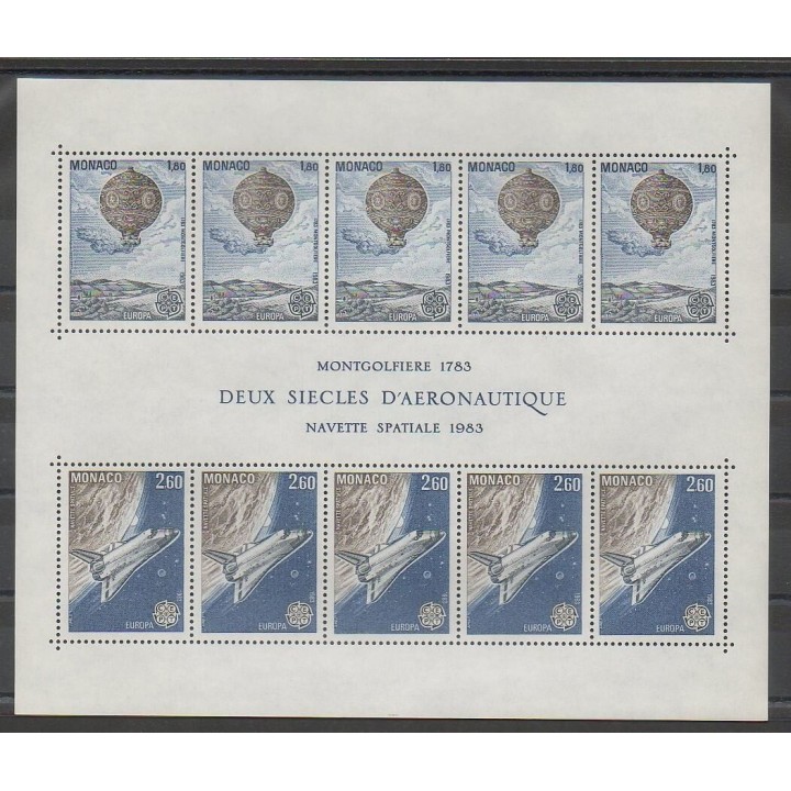 Stamps - Monaco - Blocks and sheets - 1983 - Nb BF25 - Hot-air balloons - Airships - Space