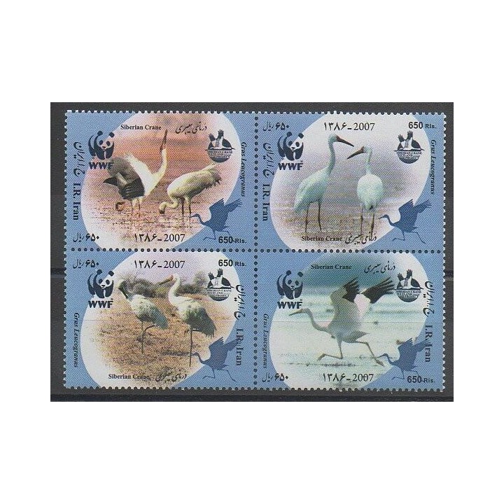 Timbres - Iran - 2007 - No 2776/2779 - Espèces menacées - WWF - Oiseaux