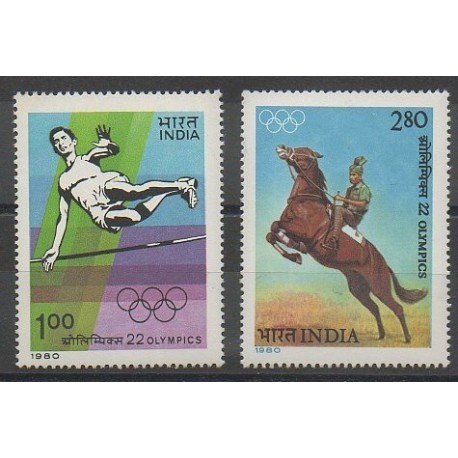 Inde - 1980 - No 632/633 - Jeux Olympiques d'été