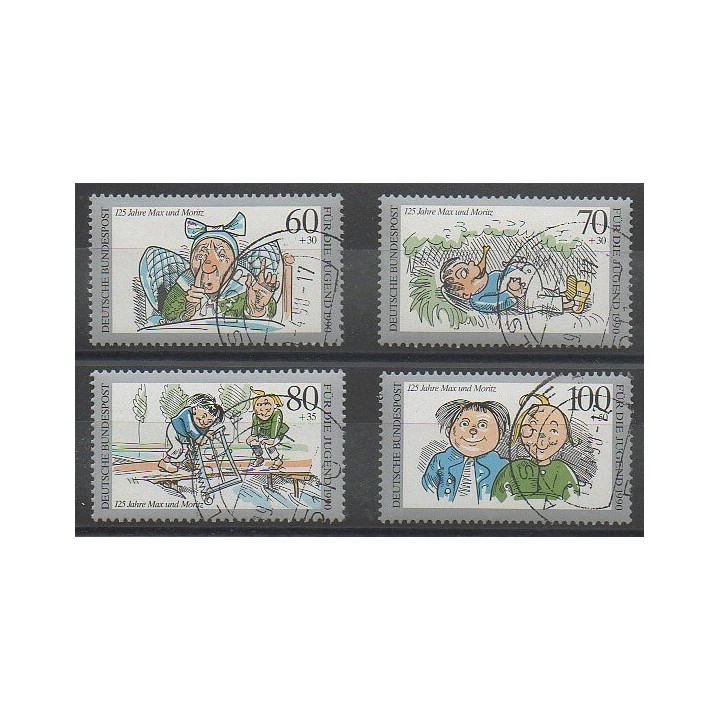 Timbres - Allemagne occidentale (RFA) - 1990 - No 1287/1290 - Dessins Animés - BD - Oblitéré