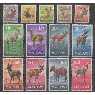 Stamps - Malawi - 1971 - Nb 147/159 - Mamals