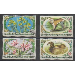 Ghana - 1972 - Nb 435/438 - Flowers - Mamals