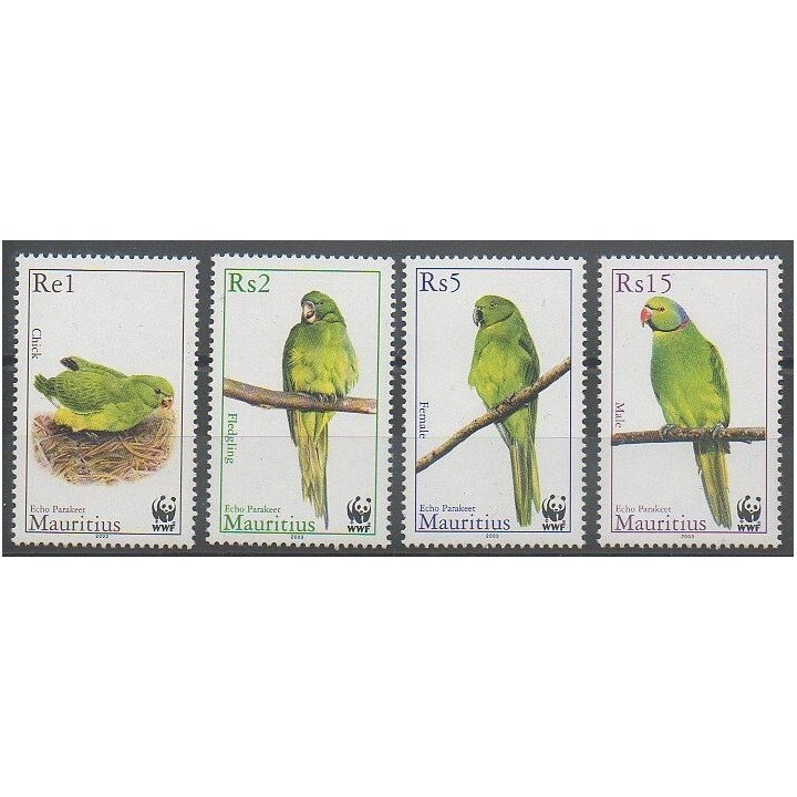 Stamps - Maurice - 2003 - Nb 1005/1008 - Birds - Endangered species - WWF