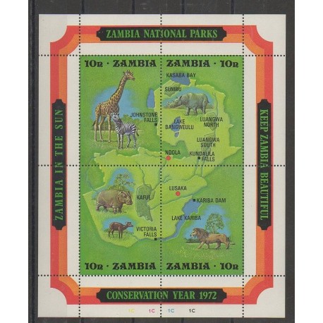 Zambia - 1972 - Nb BF2 - Mamals - Endangered species - WWF