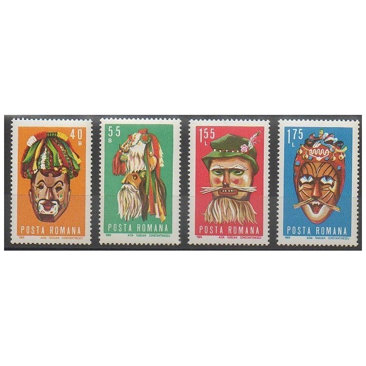 Stamps - Romania - 1969 - Nb 2509/2512 - Masks or carnaval