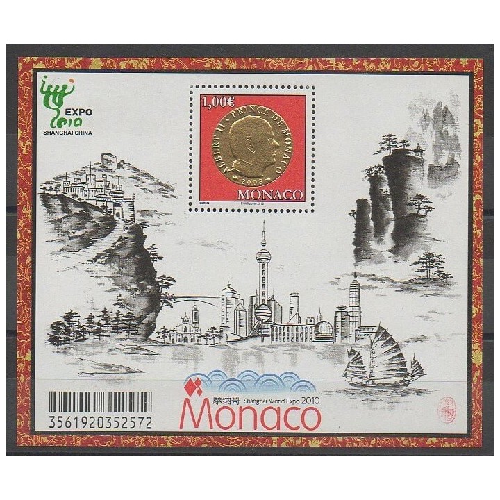 Timbres - Monaco - Blocs et feuillets - 2010 - No BF96 - Exposition - Sites