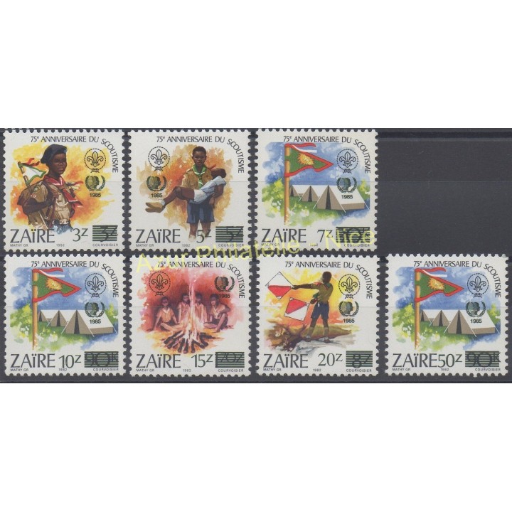 Stamps - Theme scouts - Zaire - 1985 - Nb 1218/1224