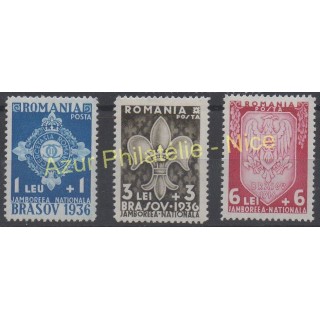 Timbres - Thème scouts - Roumanie - 1936 - No 505/507