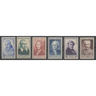 Timbres - France - Poste - 1953 - No 945/950 - Célébrités