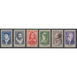 Stamps - France - Poste - 1956 - Nb 1066/1071 - Celebrities