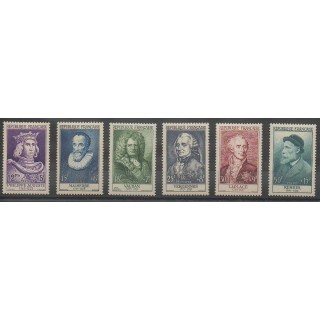 Stamps - France - Poste - 1955 - Nb 1027/1032 - Celebrities