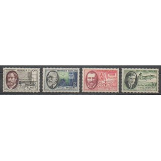 Timbres - France - Poste - 1957 - No 1095/1098 - Sciences et Techniques - Célébrités
