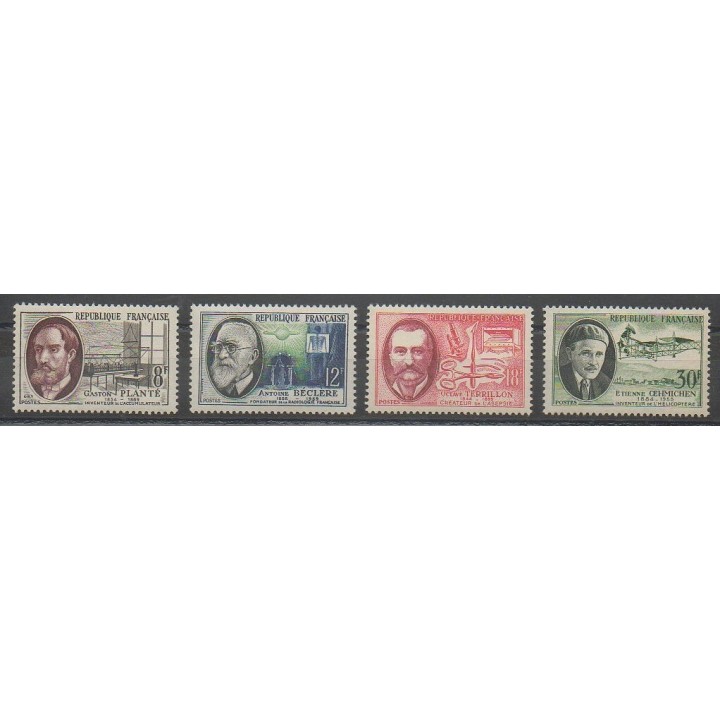 Stamps - France - Poste - 1957 - Nb 1095/1098 - Science - Celebrities