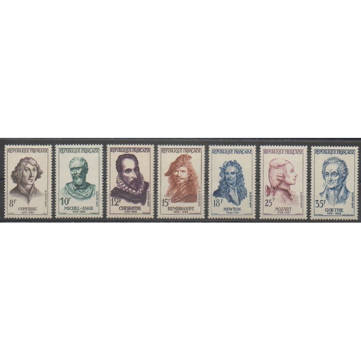 Stamps - France - Poste - 1957 - Nb 1132/1138 - Celebrities