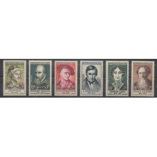 Stamps - France - Poste - 1957 - Nb 1108/1113 - Celebrities