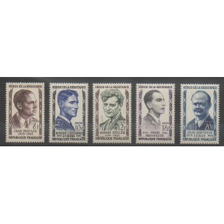 Stamps - France - Poste - 1957 - Nb 1100/1104 - Celebrities - Second World War