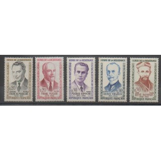Timbres - France - Poste - 1960 - No 1248/1252 - Célébrités - Seconde Guerre Mondiale