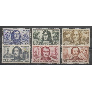 Stamps - France - Poste - 1959 - Nb 1207/1212 - Celebrities