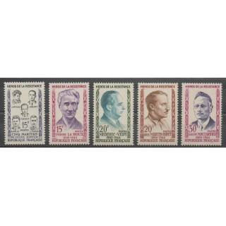 Stamps - France - Poste - 1959 - Nb 1198/1202 - Celebrities - Second World War