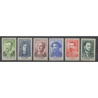 Stamps - France - Poste - 1958 - Nb 1166/1171 - Celebrities
