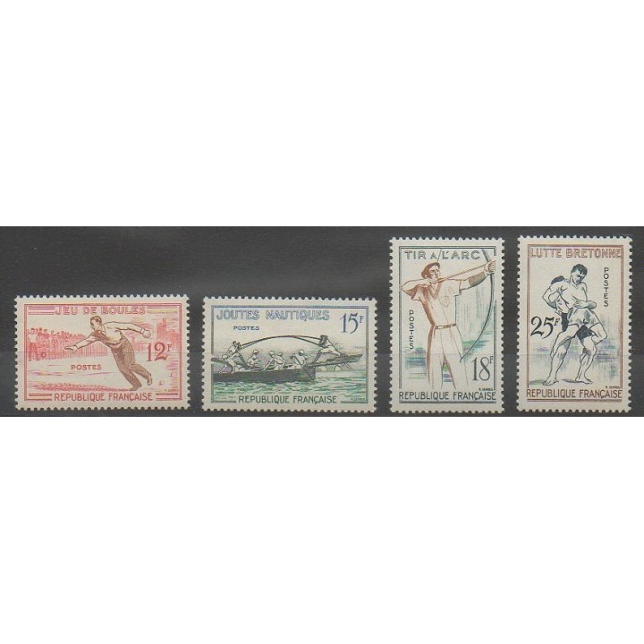 Stamps - France - Poste - 1958 - Nb 1161/1164 - Various sports