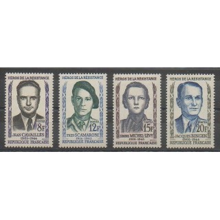 Timbres - France - Poste - 1958 - No 1157/1160 - Célébrités - Seconde Guerre Mondiale