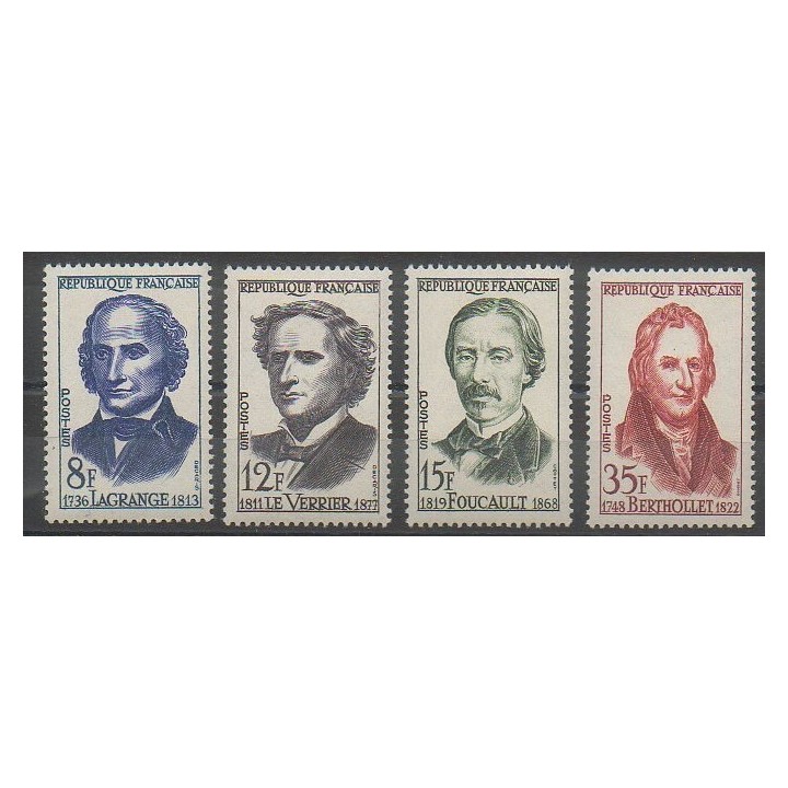 Stamps - France - Poste - 1958 - Nb 1146/1149 - Celebrities - Science