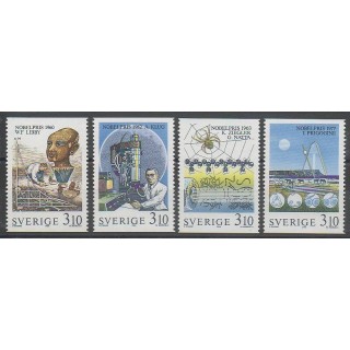 Timbres - Suède - 1988 - No 1492/1495 - Célébrités - Sciences et Techniques