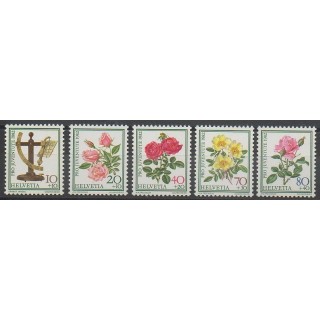 Stamps - Swiss - 1982 - Nb 1165/1169 - Roses